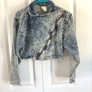 🪩 Vintage 80s Hollywood Blvd Denim Stone Wash Jean Jacket Women’s Medium Zipper
